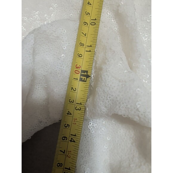 Black Halo Eve Size 8 White Sequin High Waisted Pants Formal Evening Bridal - Picture 10 of 12